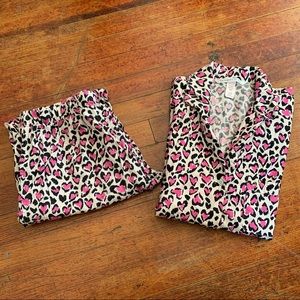 Victoria’s Secret Cheetah & VS Print Pink PJ Set